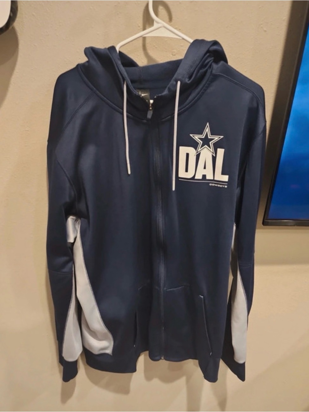 Nike Dallas Cowboys NFL Men’s XXL Full Zip Hoodie Navy White